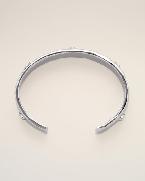 Silver brass bracelet with hammered Ami de Coeur - Man - 1 - AMI Paris - Ami Paris