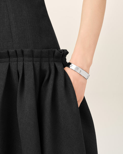 Silver brass bracelet with hammered Ami de Coeur - Woman - 5 - AMI Paris - Ami Paris