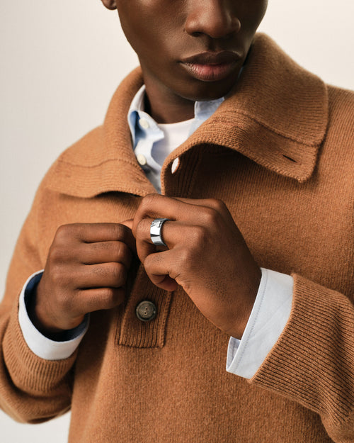 Bague argentée en laiton Ami de Coeur martelé - Homme - 2 - AMI Paris - Ami Paris