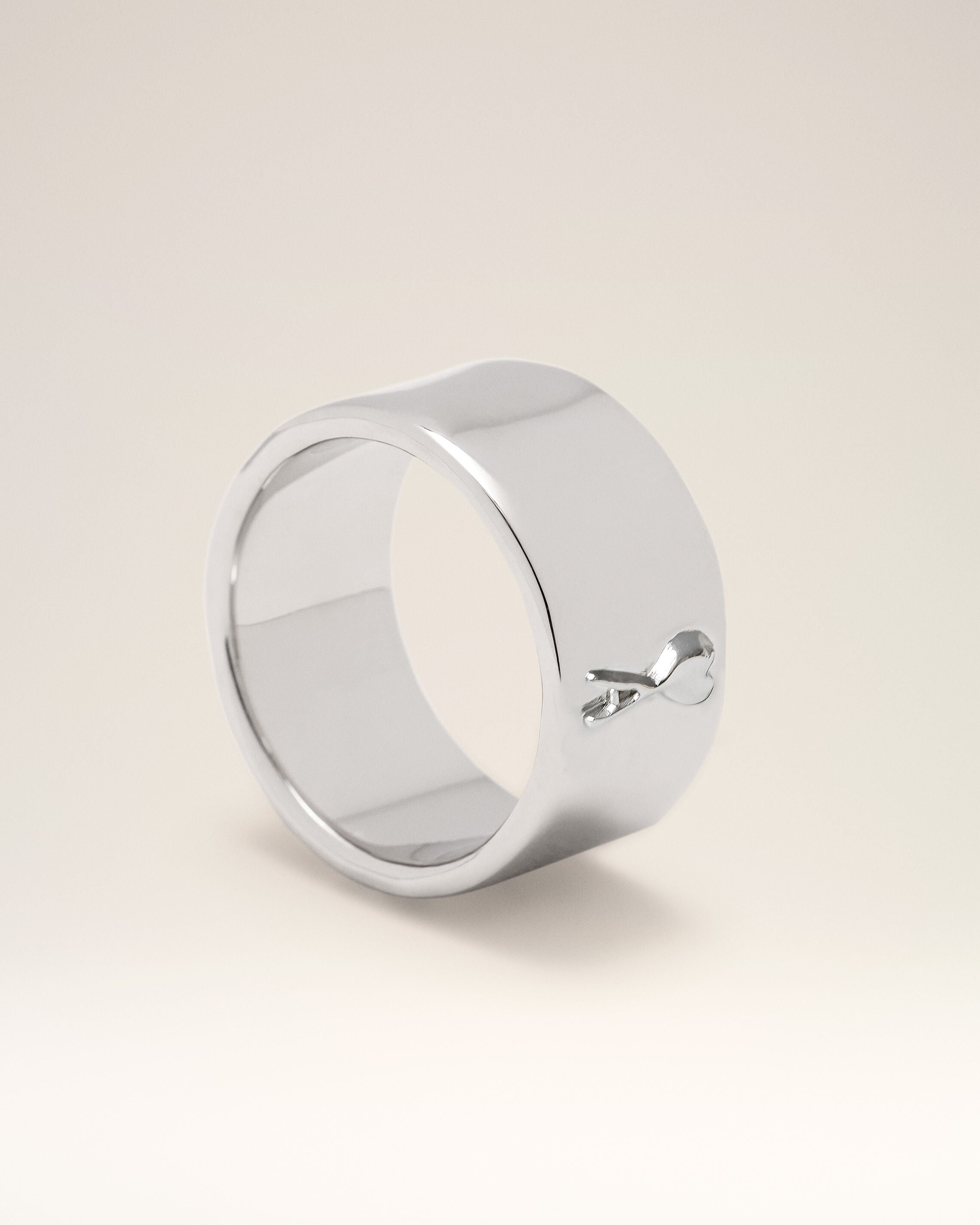 Bague argentée en laiton Ami de Coeur martelé - 8