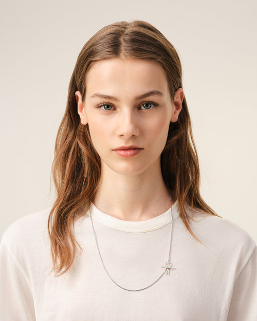 Silver Brass Ami De Coeur Chain Necklace - 4 - Ami Paris