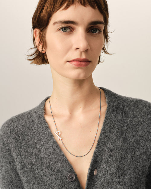 Collana a catena Ami de Cœur in ottone argentato - Donna - 5 - AMI Paris - Ami Paris