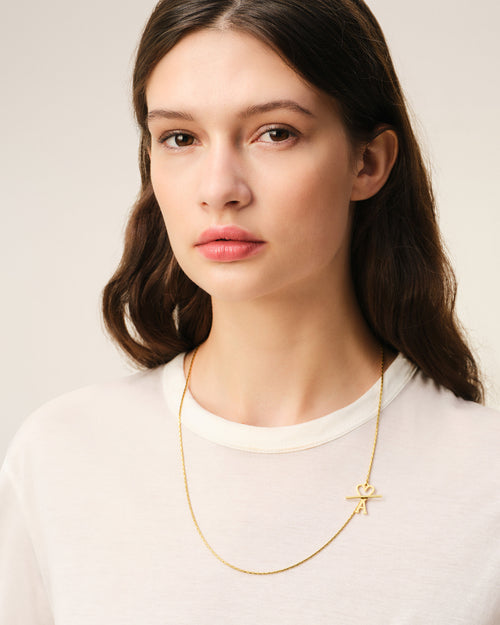                                     Collar de cadena Ami de Cœur de latón dorado - 3                                 - Ami Paris