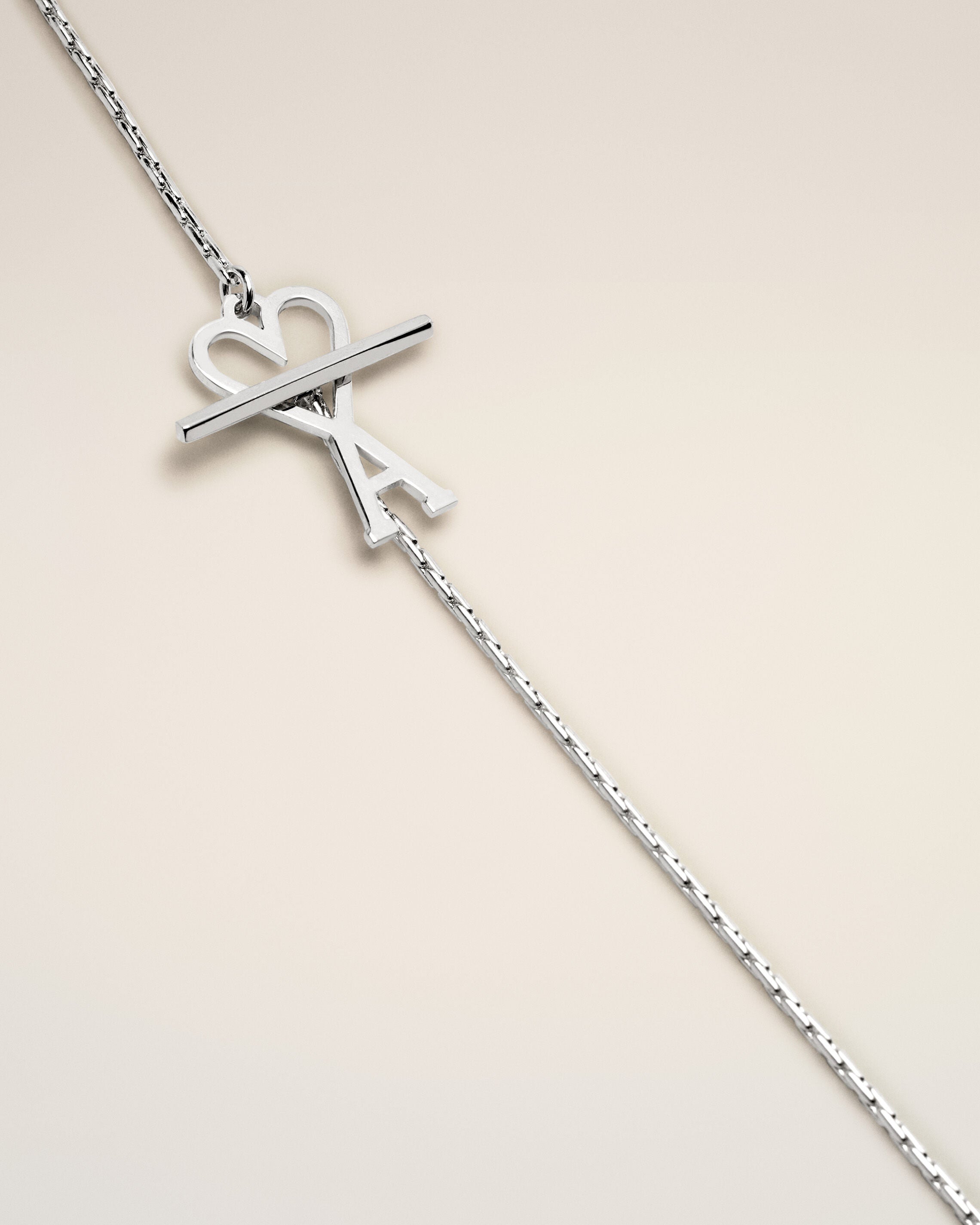 Silver Brass Chain Necklace with Ami De Coeur - 3