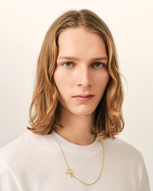 Gold Brass Chain Necklace with Ami De Coeur - 2 - Ami Paris