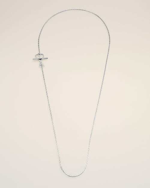                             Silver Brass Chain Necklace with Ami De Coeur - 3                         - Ami Paris