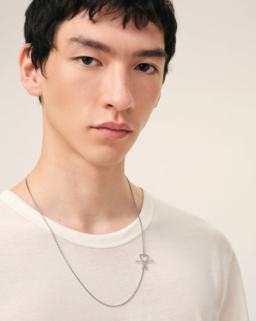 Collier Chaine Argentée Ami De Coeur en Laiton - 2 - Ami Paris