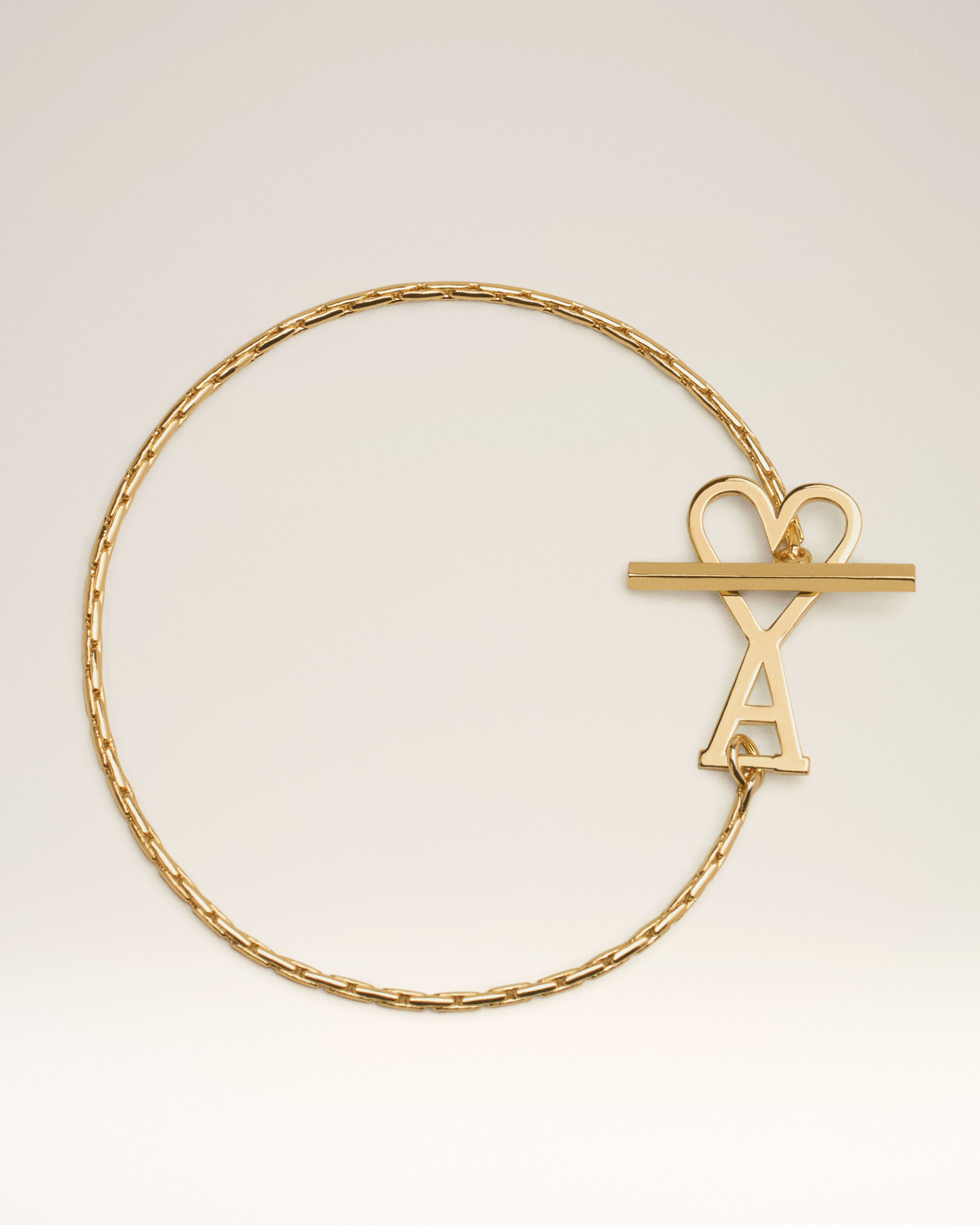 Gold Brass Ami De Coeur Chain Bracelet - 1