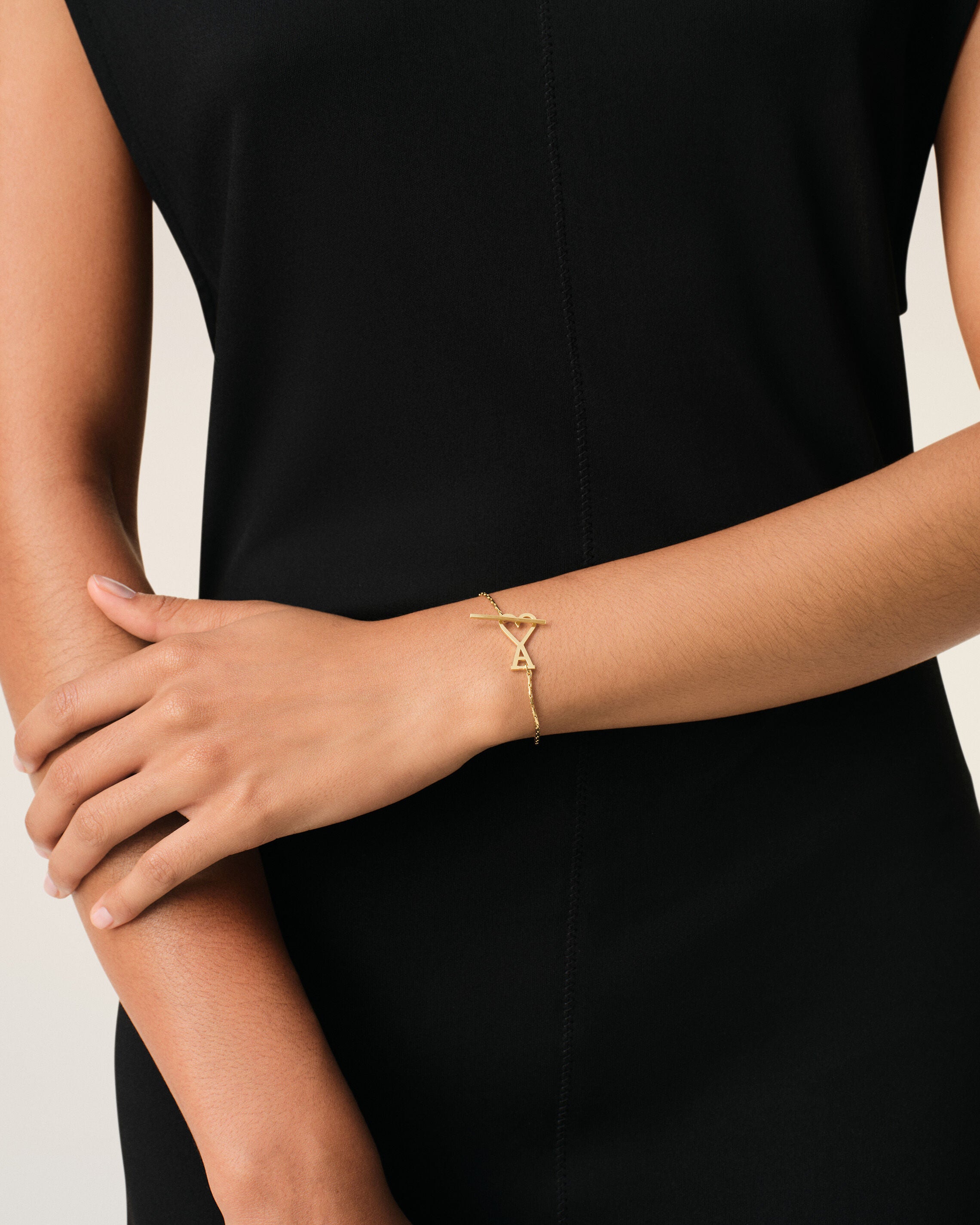 Gold Brass Ami De Coeur Chain Bracelet - 5