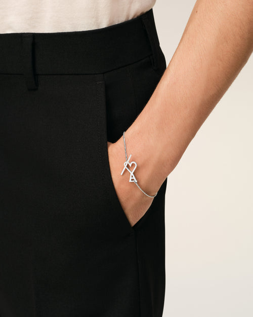 Silver Brass Ami De Coeur Chain Bracelet - 2 - Ami Paris