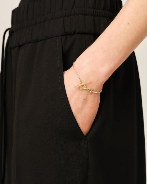 Gold Brass Chain Bracelet with Ami De Coeur  - Woman - 5 - AMI Paris - Ami Paris