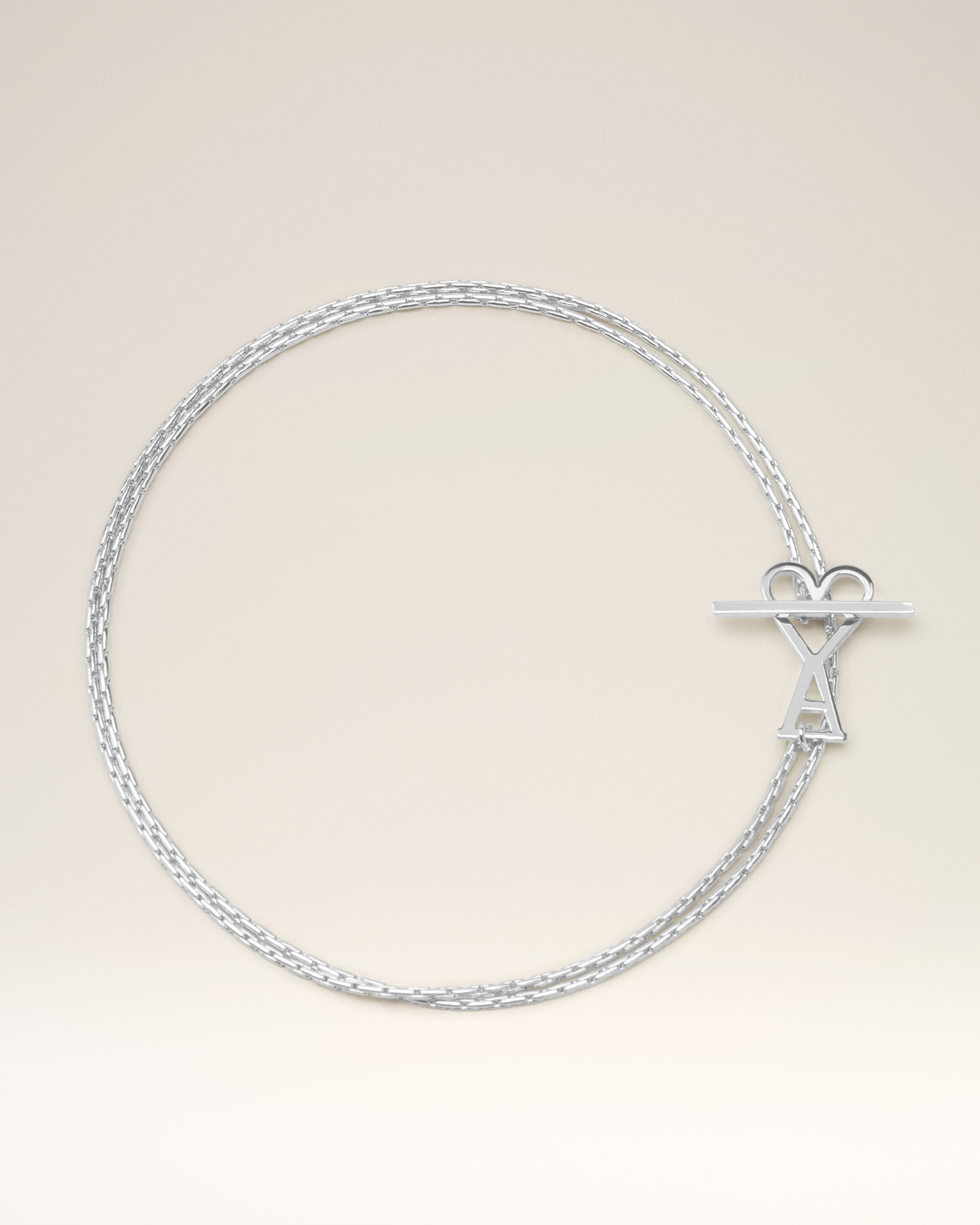 Collar de cadena 2 en 1 Ami de Cœur de latón plateado - 1