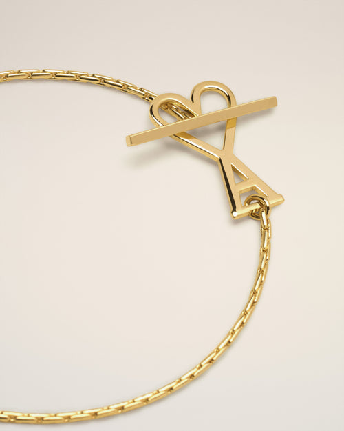 Gold Brass Ami De Coeur 2 In 1 Chain Necklace - Man - 3 - AMI Paris - Ami Paris