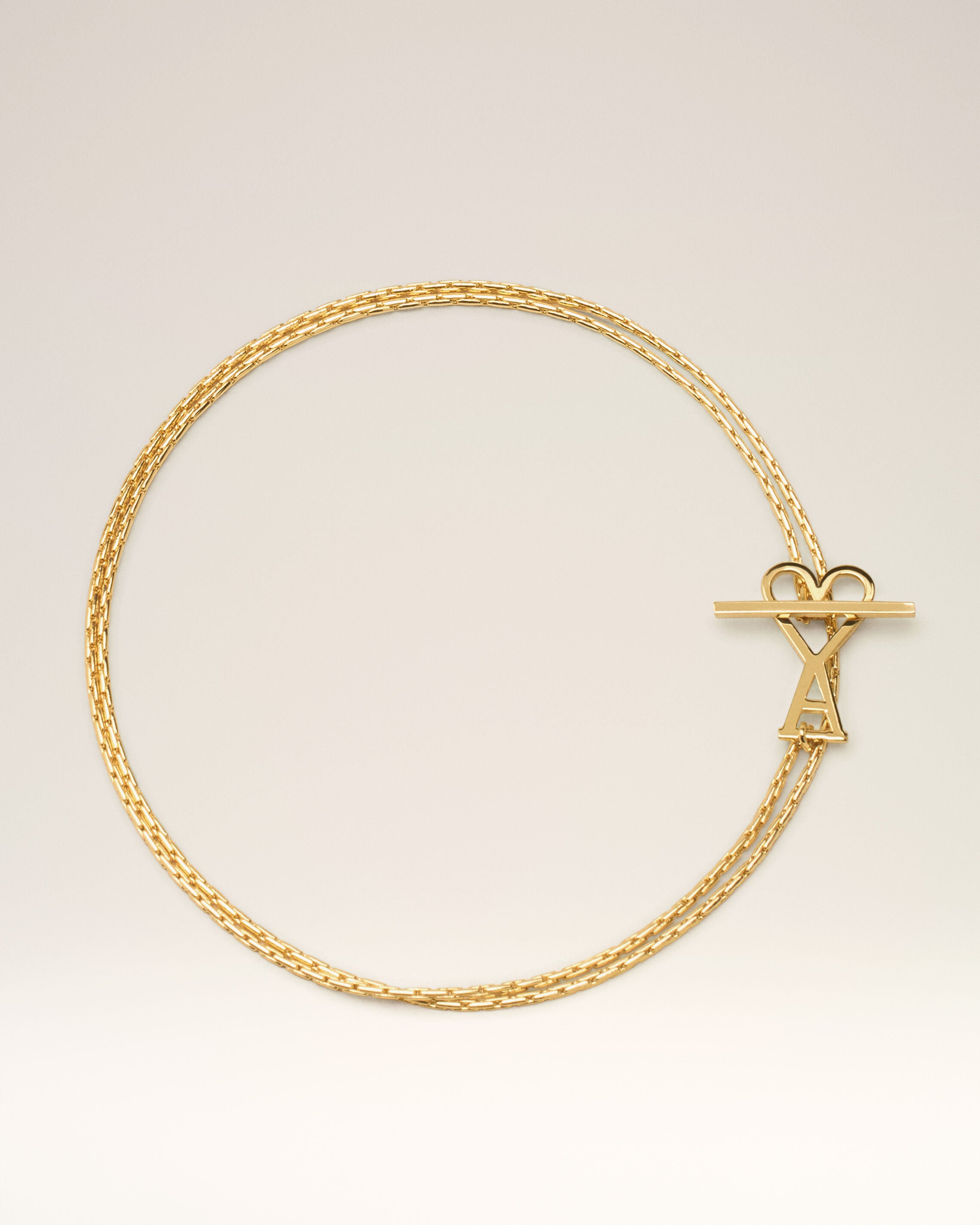 Gold Brass Ami De Coeur 2 In 1 Chain Necklace - 5