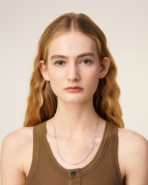 Silver Brass Ami De Coeur 2 In 1 Chain Necklace - 4 - Ami Paris