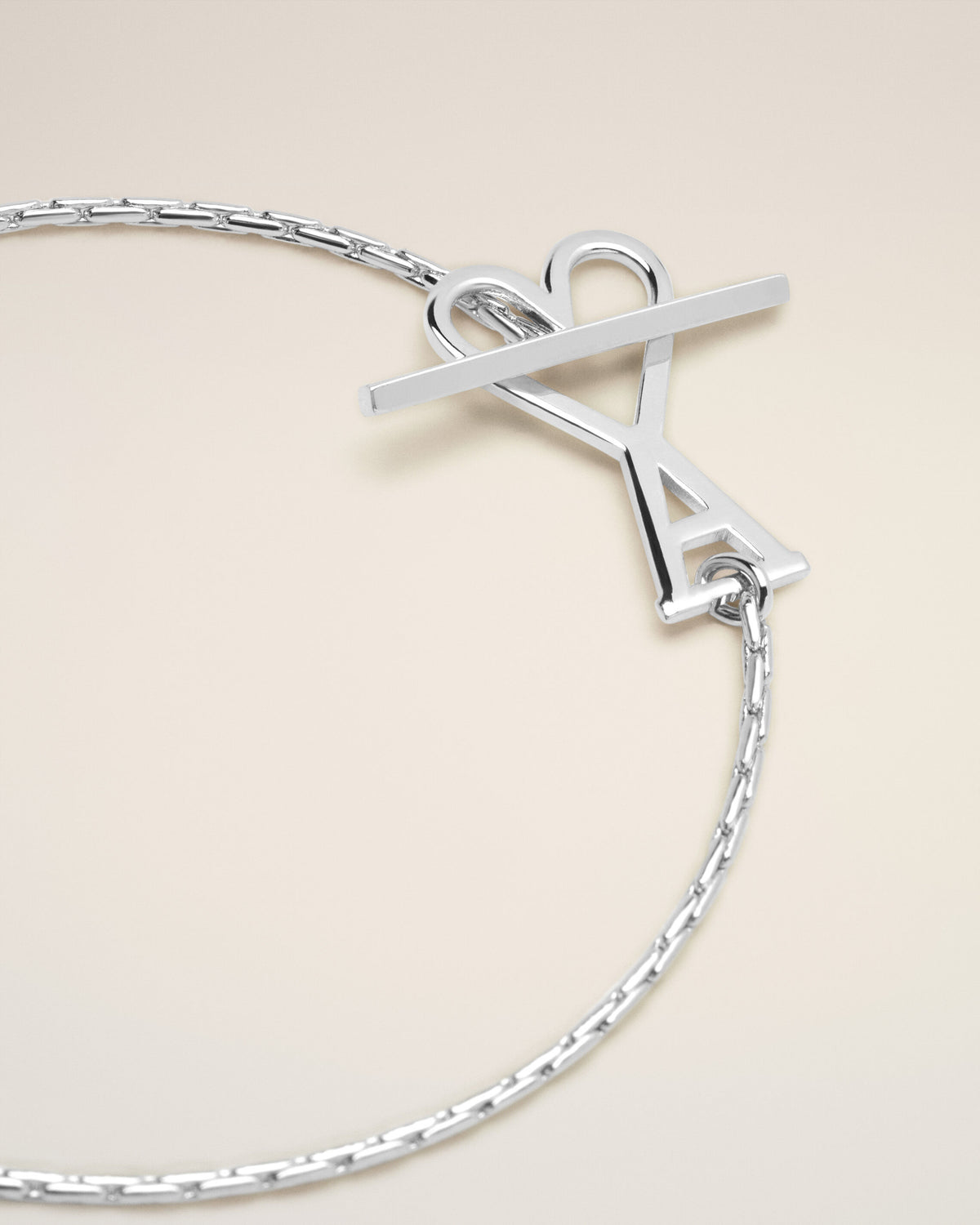 Silver Brass Ami De Coeur 2 In 1 Chain Necklace - 3