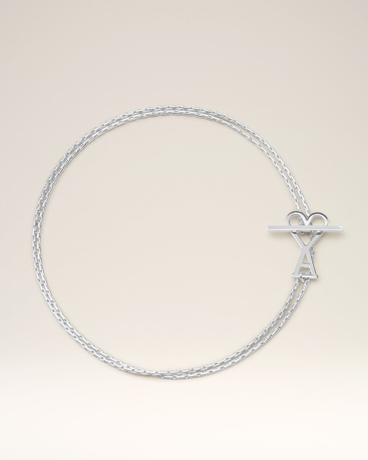 Silver Brass Ami De Coeur 2 In 1 Chain Necklace - 1