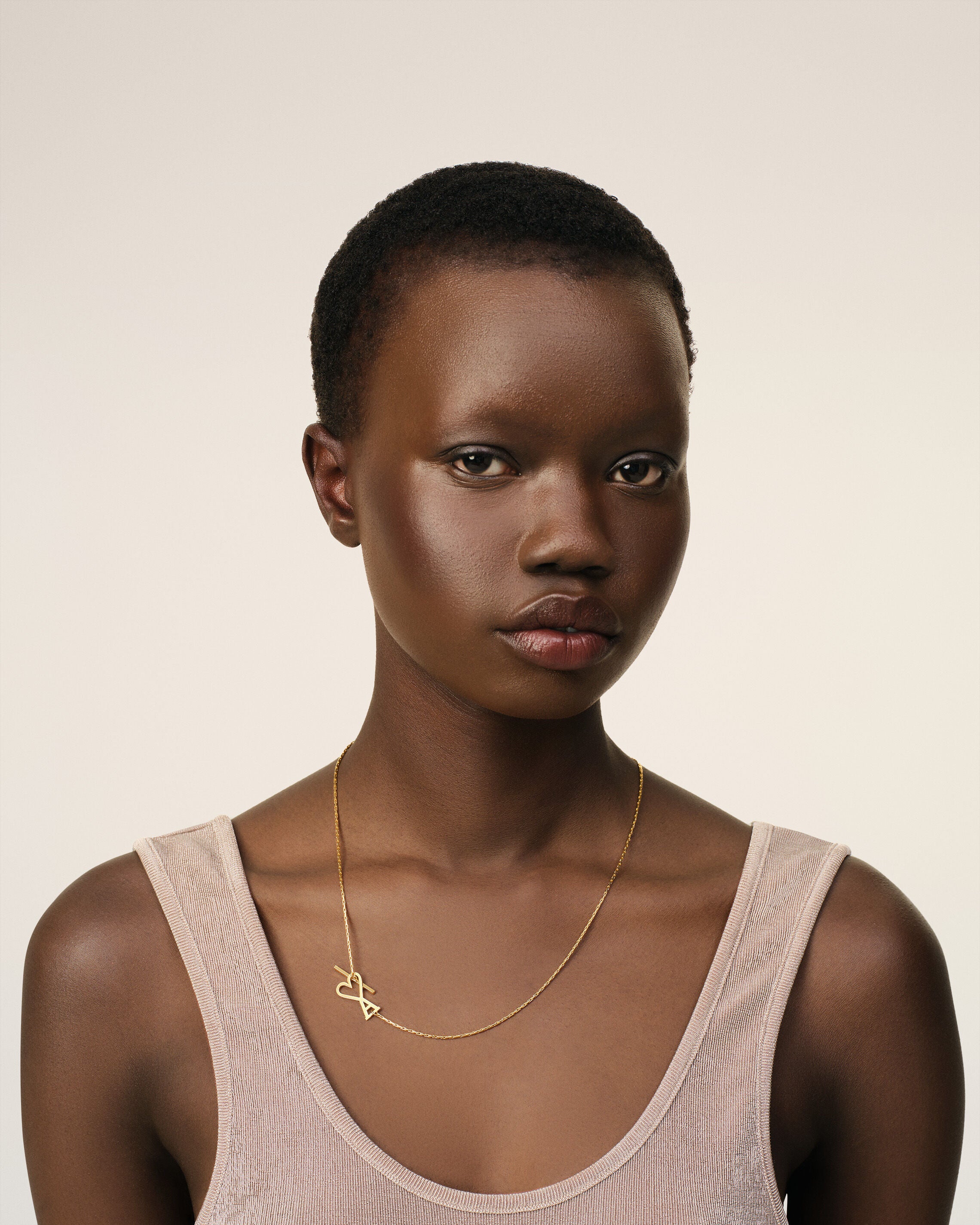Gold Brass Ami De Coeur 2 In 1 Chain Necklace - 6