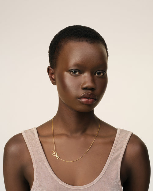 Gold Brass Ami De Coeur 2 In 1 Chain Necklace - Woman - 6 - AMI Paris - Ami Paris