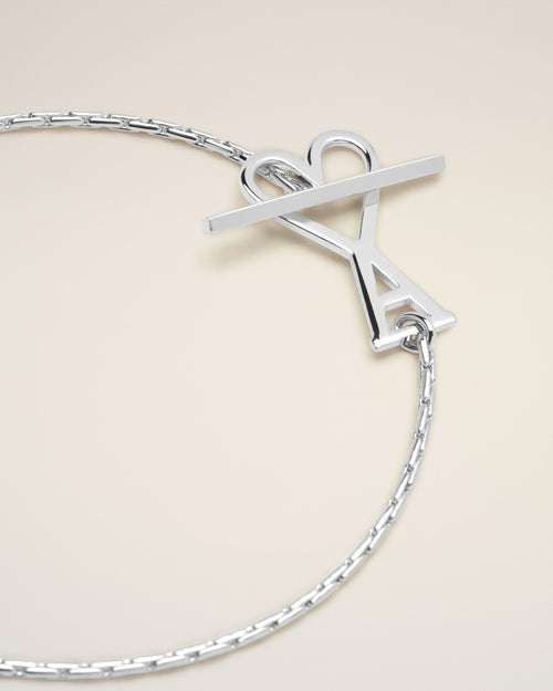 Silver Brass Ami De Coeur 2 In 1 Chain Necklace - 7 - Ami Paris