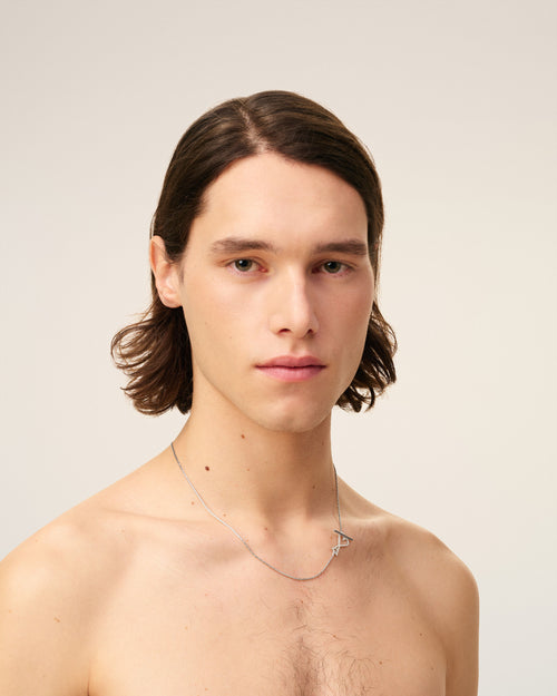 Collar de cadena 2 en 1 Ami de Cœur de latón plateado - Hombre - 2 - AMI Paris - Ami Paris