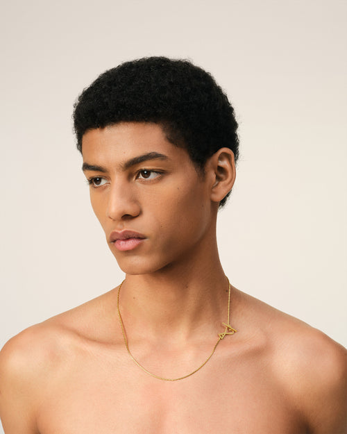 Gold Brass Ami De Coeur 2 In 1 Chain Necklace - Man - 2 - AMI Paris - Ami Paris
