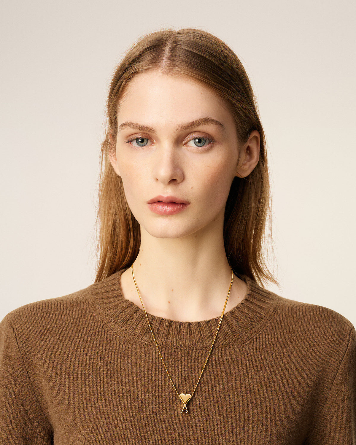 Gold Brass Ami De Coeur Pendant Necklace - 5