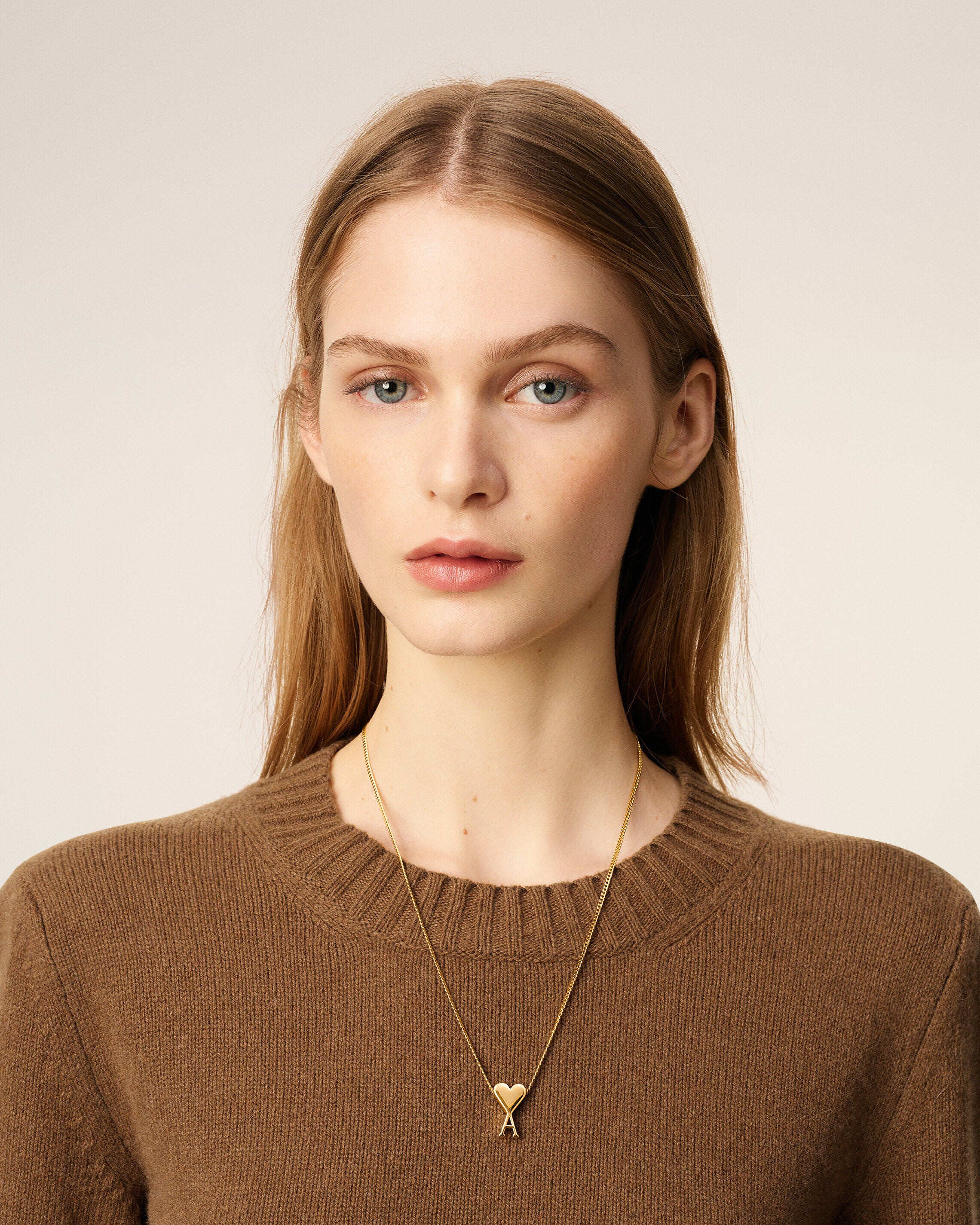 Gold Brass Ami De Coeur Pendant Necklace - 5
