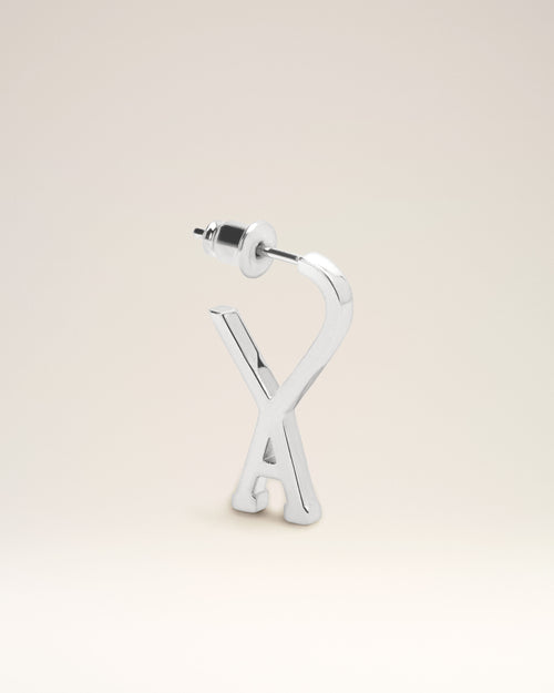                                 Silver Brass Small Ami De Coeur Hoops - 3                             - Ami Paris