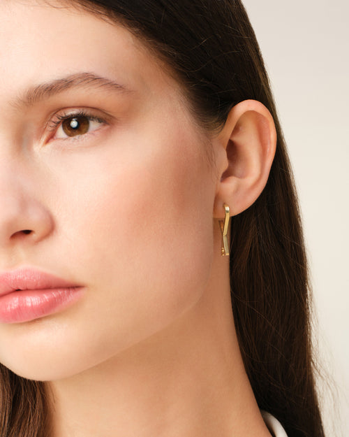                                     Gold Brass Small Ami De Coeur Hoops - 3                                 - Ami Paris