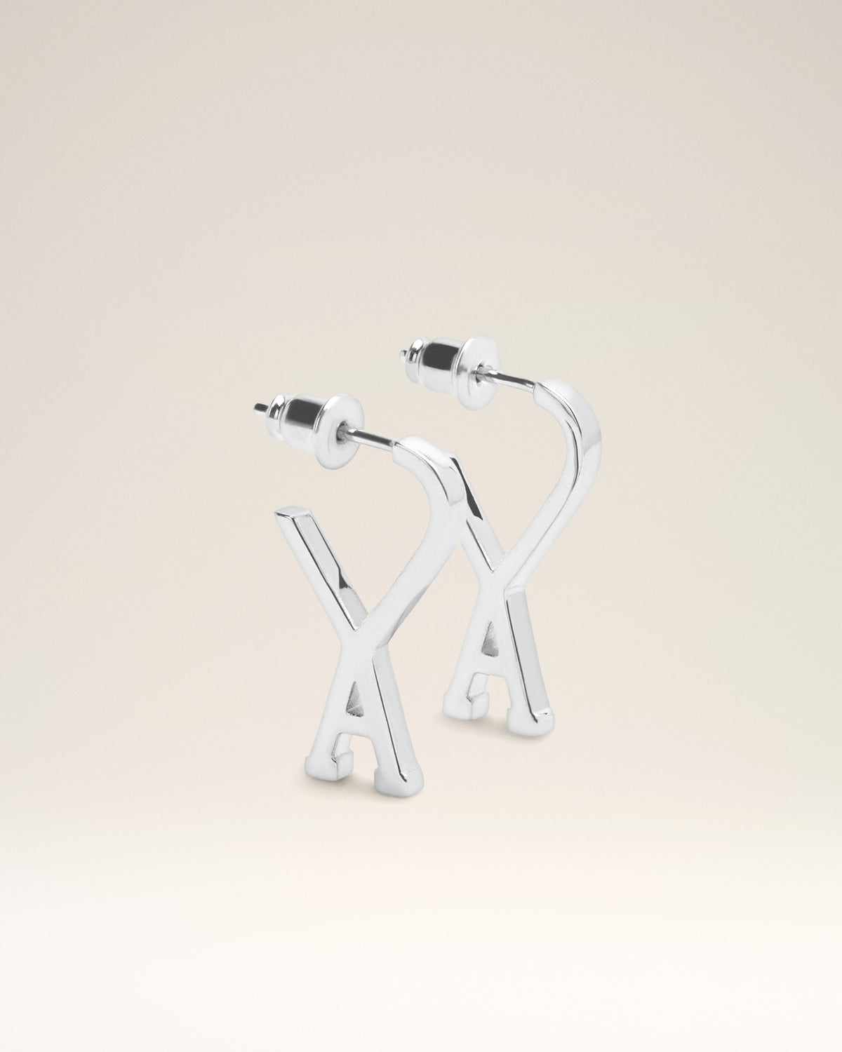 Silver Brass Small Hoops with Ami De Coeur  - 1