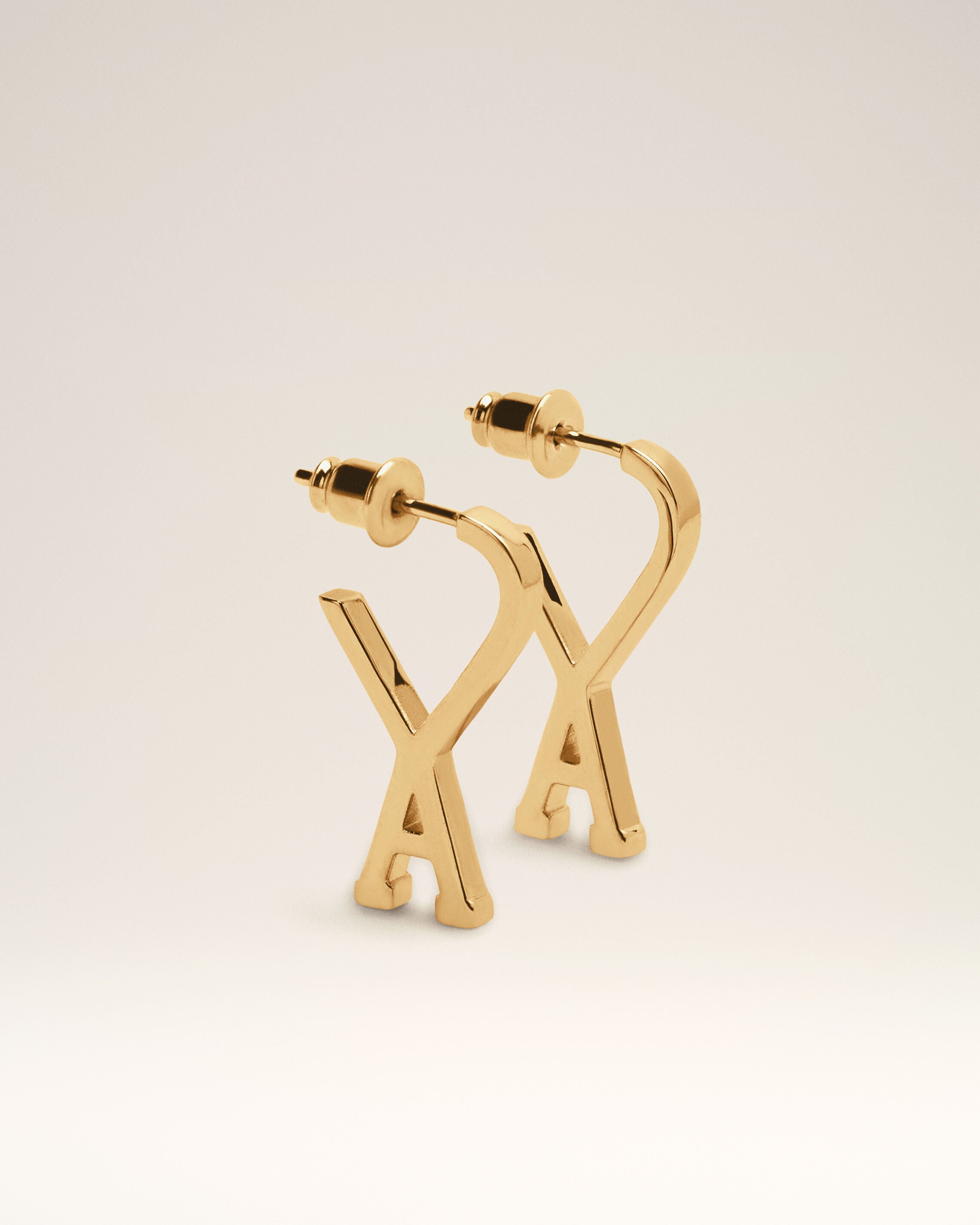 Gold Brass Small Hoops with Ami De Coeur  - 1