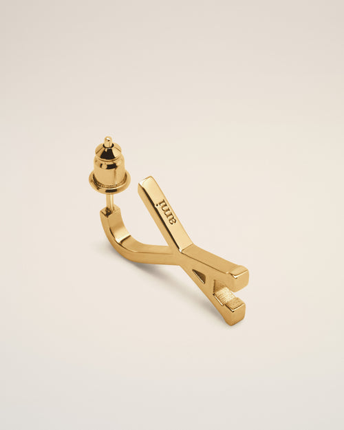 Gold Brass Small Hoops with Ami De Coeur  - Woman - 7 - AMI Paris - Ami Paris