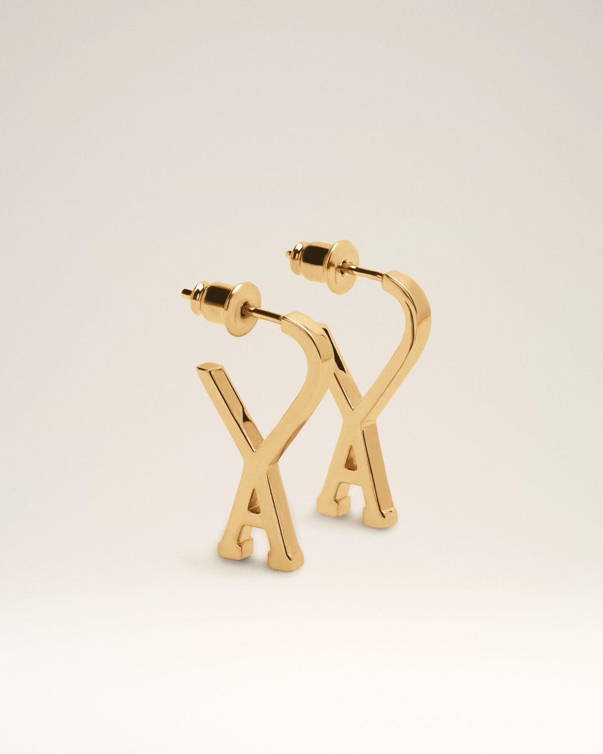 Gold Brass Small Hoops with Ami De Coeur  - 5