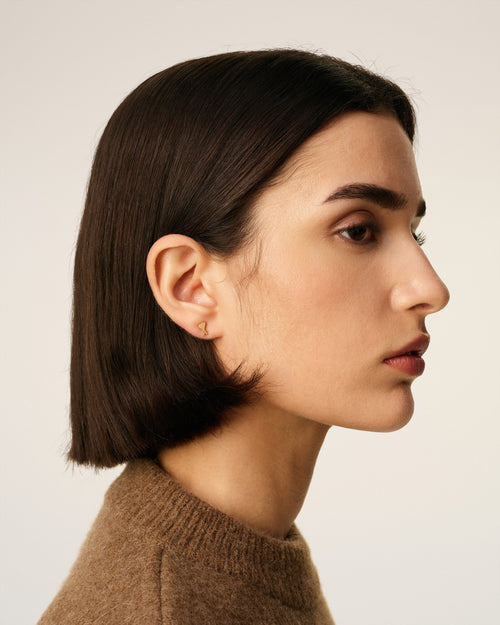 Gold Brass Ami De Coeur Studs - 4 - Ami Paris