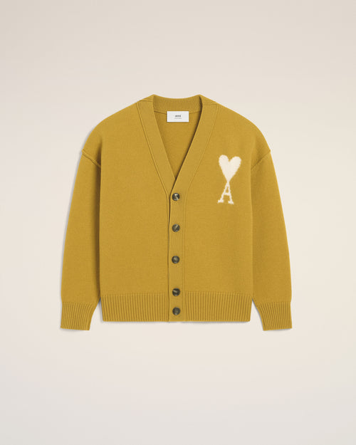 Mustard Wool Ami de Coeur Cardigan - 2 - Ami Paris