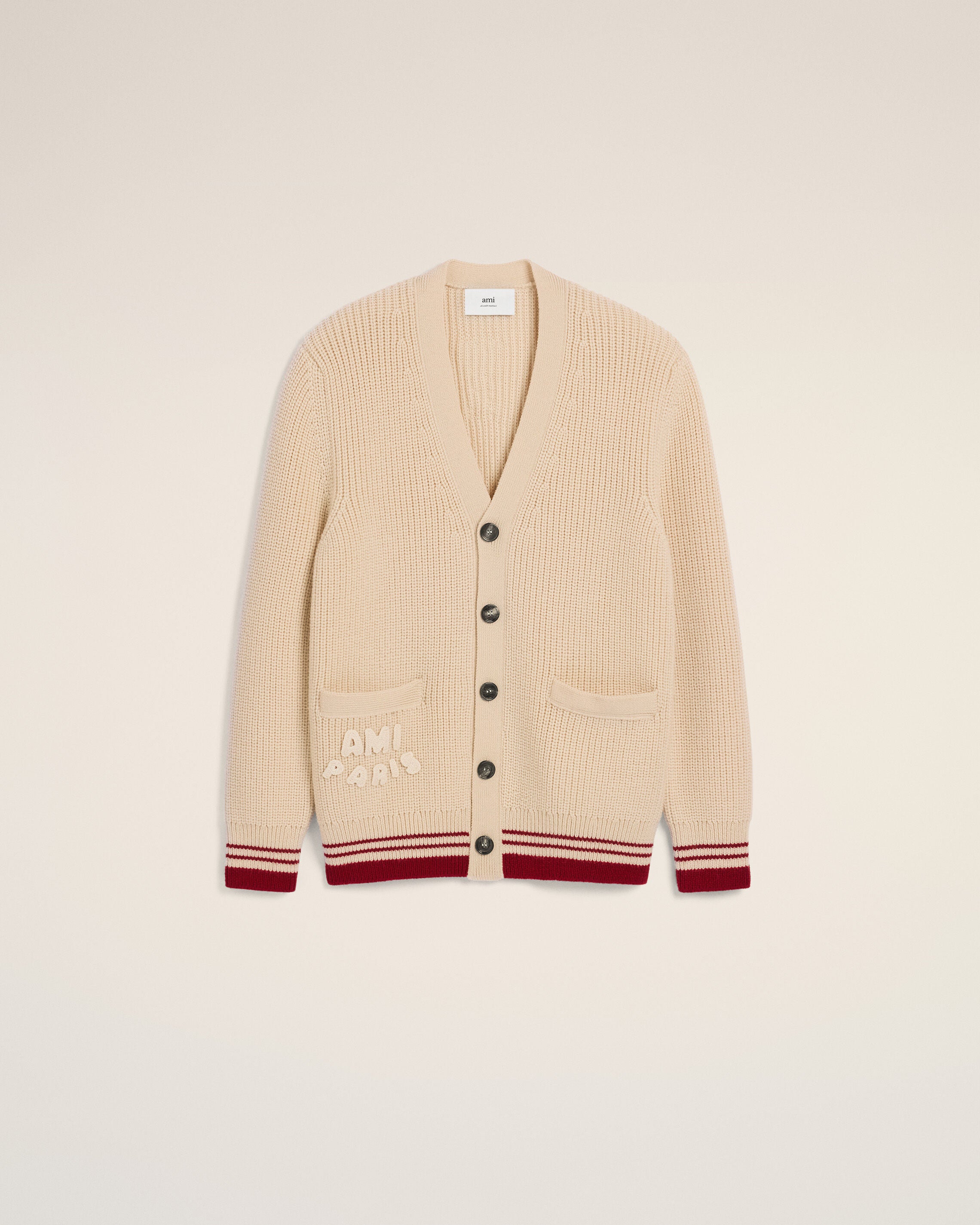 ベージュ ウールリブ セーター 136 | AMI PARIS