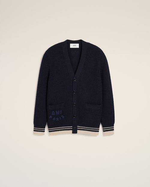 Navy Wool Ribbed Sweater - 4 - Ami Paris