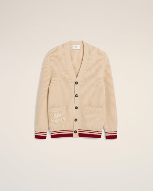 Beige Wool Ribbed Sweater - 4 - Ami Paris