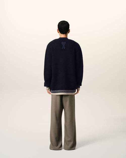 Navy Wool Ribbed Sweater - 5 - Ami Paris