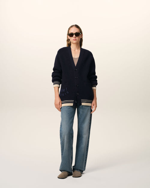                             Navy Wool Ribbed Sweater - 3                         - Ami Paris
