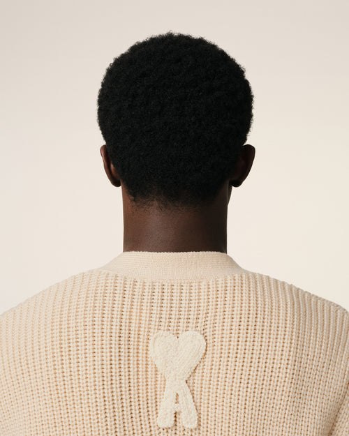 Beigefarbener gerippter Pullover aus Wolle - 4 - Ami Paris