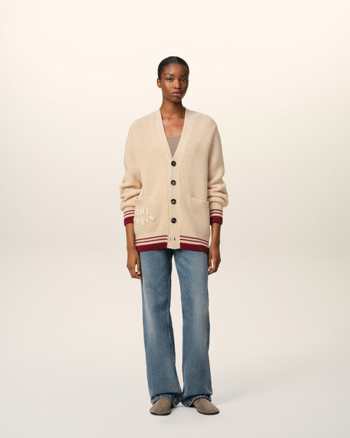                             Beige Wool Ribbed Sweater - 3                         - Ami Paris
