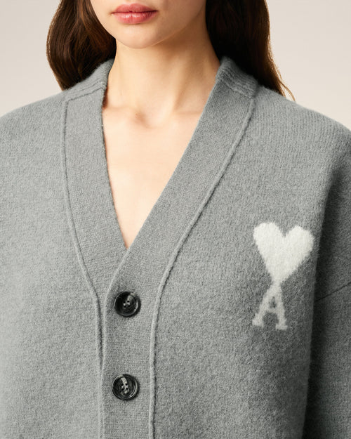 Grey Alpaca Ami De Coeur Cardigan - 10 - Ami Paris