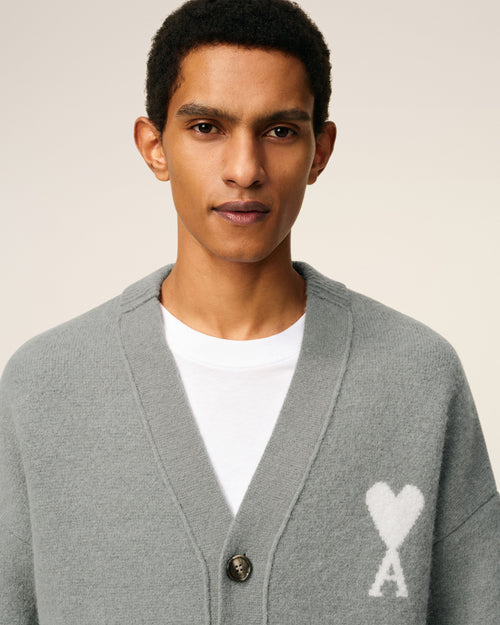 Grey Alpaca Ami De Coeur Cardigan - 4 - Ami Paris