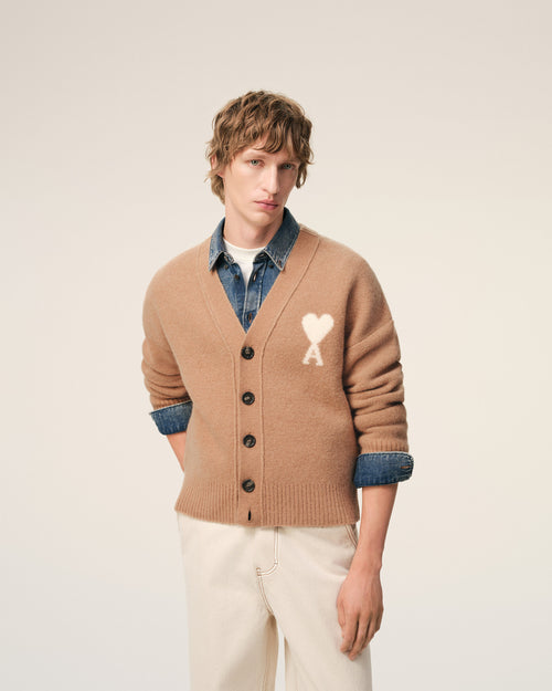 Brown Alpaca Ami De Coeur Cardigan - 3 - Ami Paris