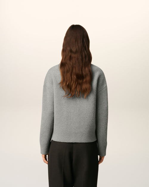 Grey Alpaca Ami De Coeur Cardigan - 11 - Ami Paris