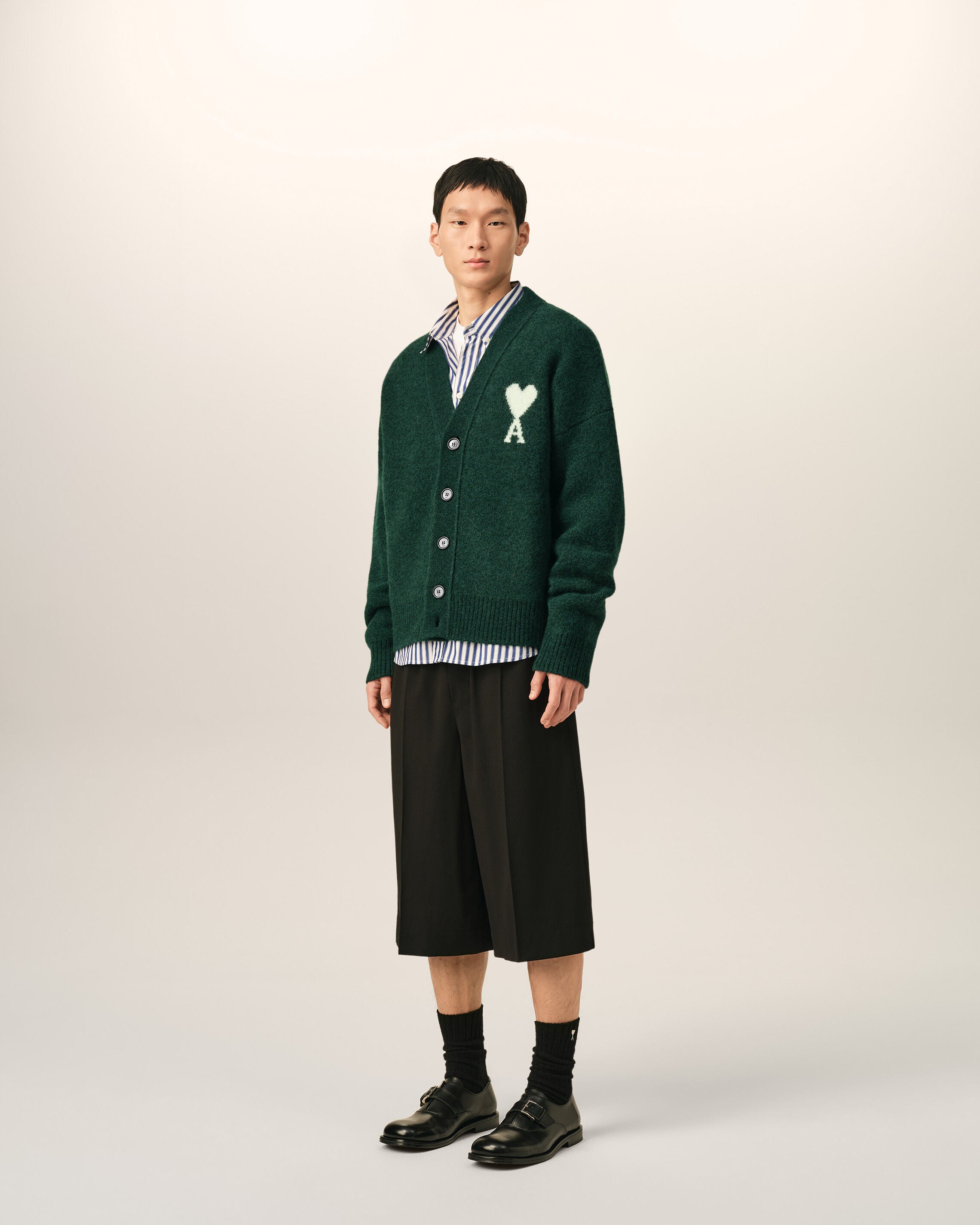 Green alpaca cardigan with Ami de Coeur - 6