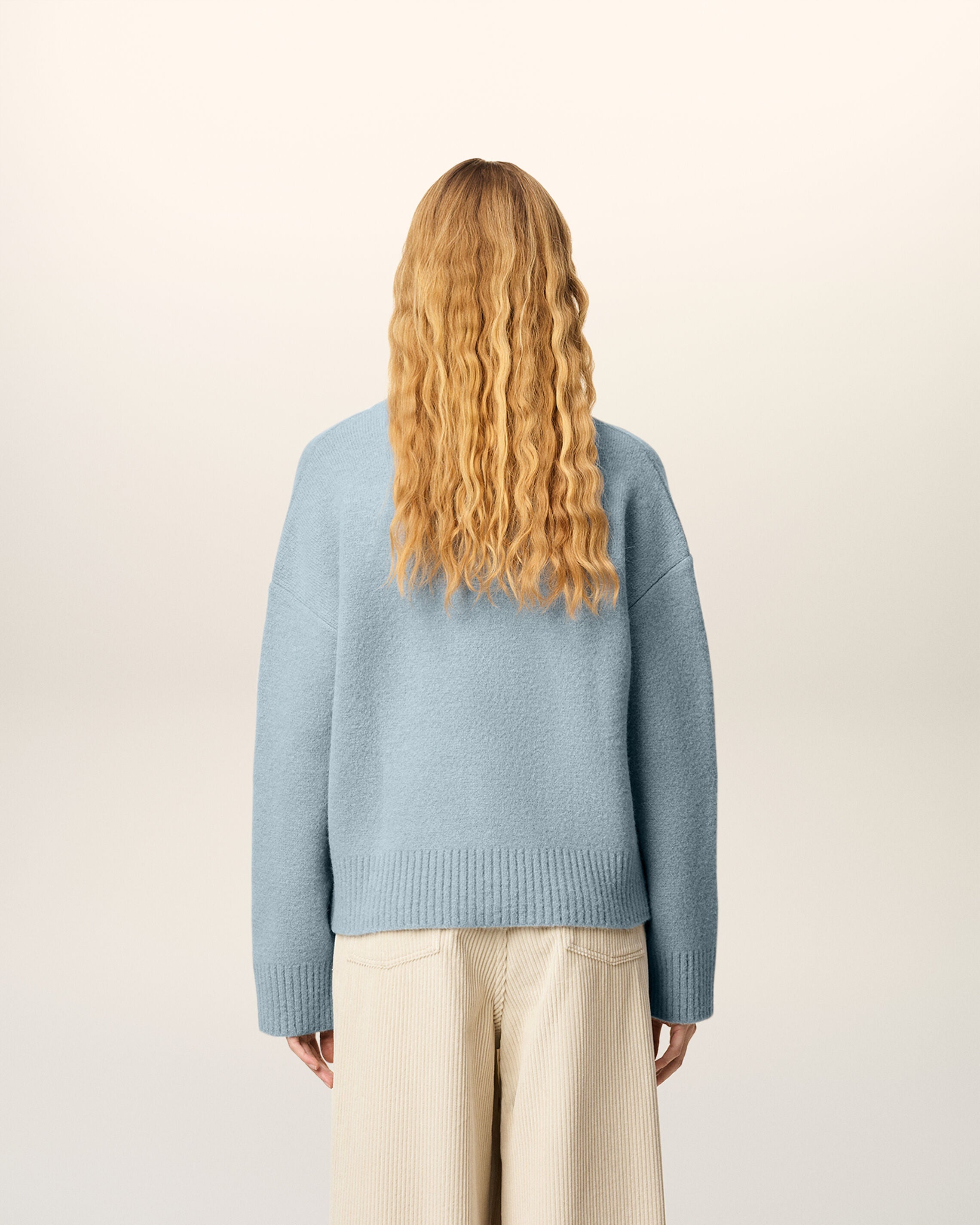 4509-SKY/OFF WHITE Blue Alpaca Ami De Coeur Cardigan | AMI PARIS