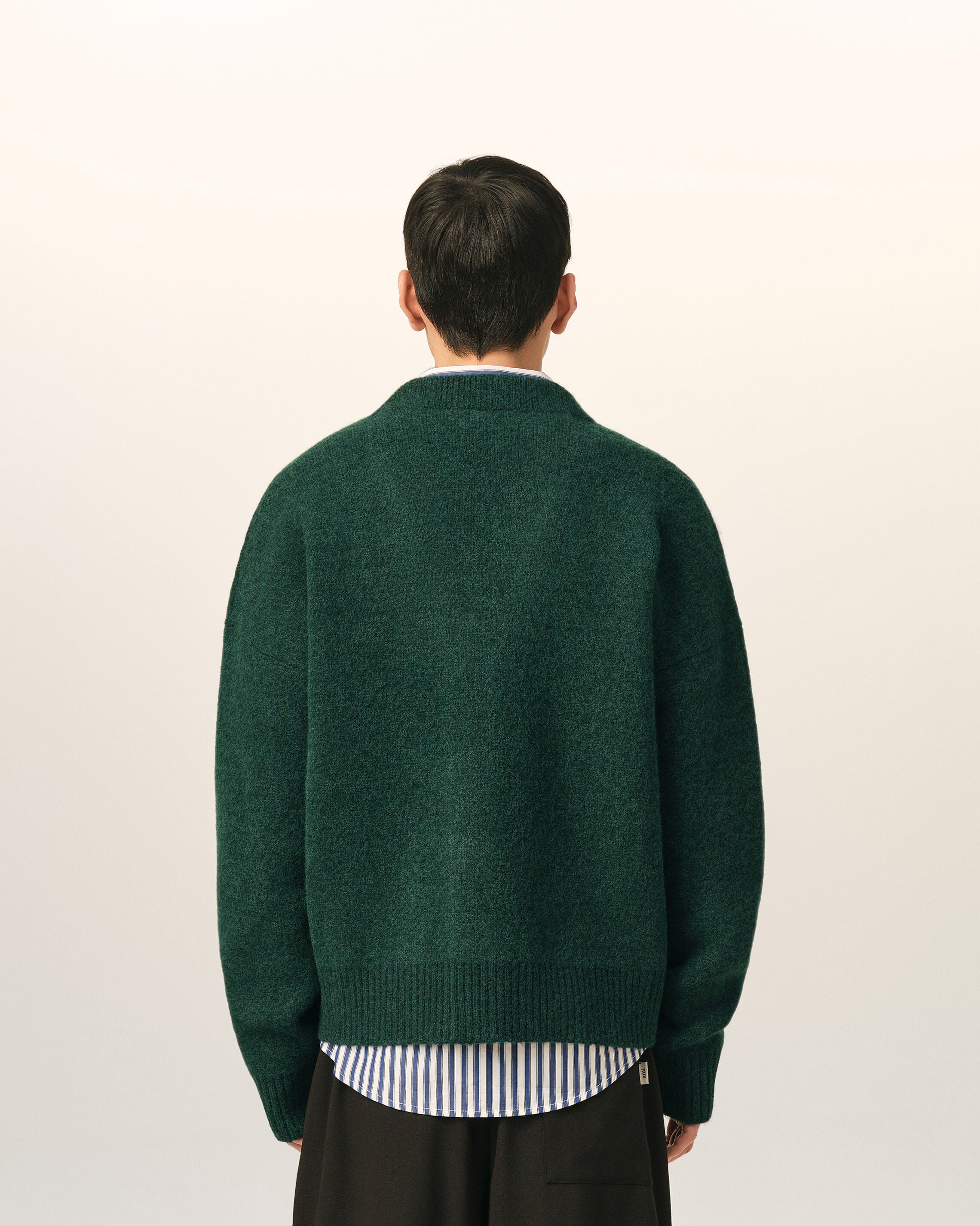 Green alpaca cardigan with Ami de Coeur - 5